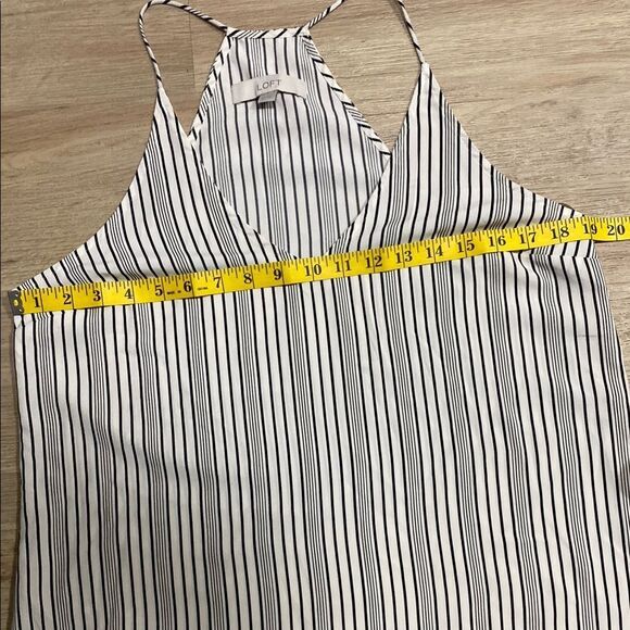 LOFT Striped Halter Maxi Dress Black White Sleeveless‎ Size 10 - Picture 9 of 12